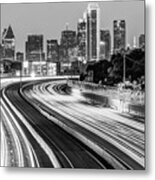 Dawn At The Dallas Skyline - Texas Cityscape In Black And White Metal Print