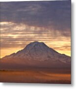 Dawn Mist About Mount Rainier Metal Print
