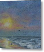 Dawn Mist - Three Gulls Metal Print