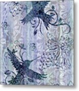 Deco Hummingbird Blue Metal Print