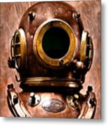 Deep Diver Bronze Helmet In Hdr And Vintage Process Metal Print