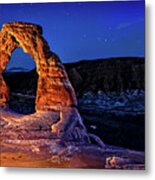 Delicate Arch Light Painted Metal Print
