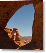 Delicate Arch Window Arches National Park Moab Utah Metal Print