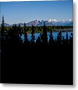 Denali Over The Susitna River Metal Print