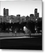 Denver Skyline Square Format - Black And White Metal Print