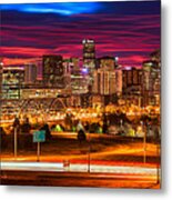 Denver Skyline Sunrise Metal Print