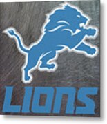 Detroit Lions On An Abraded Steel Texture Metal Print