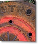 Detroit Manhole Cover Spray Painter Red Metal Print