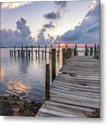 Dilapidated Dock At Sunset, Amelia Island, Florida Metal Print