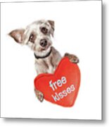 Dog Free Valentines Day Kisses Metal Print
