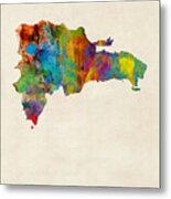 Dominican Republic Watercolor Map Metal Print