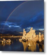 Double Rainbow Mono Lake Metal Print