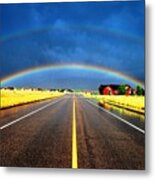 Double Rainbow Over A Road Metal Print