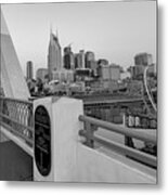 Downtown Nashville Skyline From The Shelby Street Bridge - Monochrome Metal Print