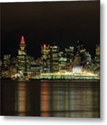 Downtown Of Vancouver City  Night Time Metal Print