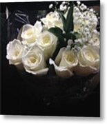 Dozen White Bridal Roses Metal Print