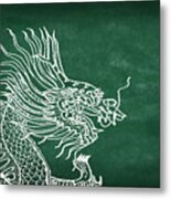 Dragon On Chalkboard Metal Print