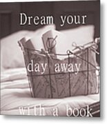 Dream Your Day Away With A Book In A Victorian Bed Metal Print