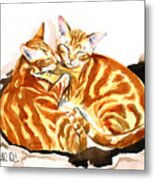 Dreaming Of Ginger - Orange Tabby Cat Painting Metal Print