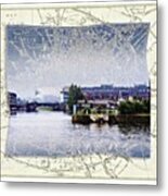 Dublin Docks Map Collage Metal Print