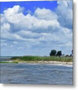 East Point Lighthouse At High Tide Metal Print