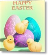 Easter Card With Baby Chicks Metal Print
