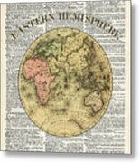 Eastern Hemisphere Earth Map Over Dictionary Page Metal Print