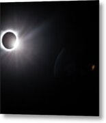 Eclipse Diamond Ring Effect With Solar Flares Metal Print