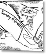 Editorial Maze Cartoon - Economy Of Greece By Yonatan Frimer Metal Print