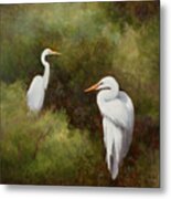 Egrets Roosting Metal Print