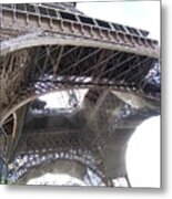 Eiffel Tower Tarped In Clouds Paris France Metal Print