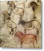 Ekain Cave Horses Metal Print