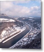 Elbe Valley With Mountain Pfaffenstein Metal Print