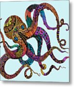 Electric Octopus - Customizable Background Metal Print