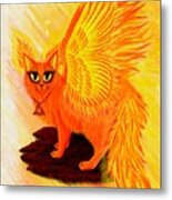 Elemental Fire Fairy Cat Metal Print