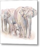 Elephant Family Metal Print