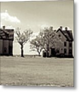 Eleven In A Row - Officer's Row - Monotone Metal Print