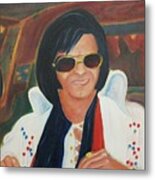 Elvis Impersonator In A Limo Metal Print