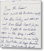 Elvis Presley Letter To President Richard Nixon Metal Print