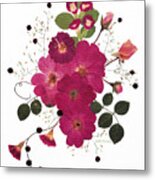 Enchanted Garden Pressed Flower Roses Metal Print