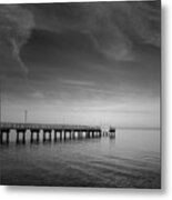 End Of The Pier Black And White Coastal Landscape Photograph Metal Print