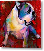 English American Pop Art Bulldog Print Painting Metal Print