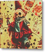 Evil Clown Doll On Playing Cards Metal Print