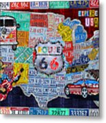 Explore The Usa License Plate Art And Map Travel Collage Metal Print