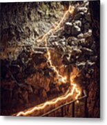 Exploring Lava Tube At Newberry National Volcanic Monument In Or Metal Print