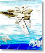 F14 And Carrier Metal Print
