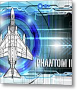 F4 Phantom Blueprint Metal Print