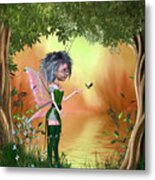 Fairy In The Enchanted Forest Metal Print
