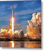 Falcon Heavy Rocket Launch Spacex Metal Print