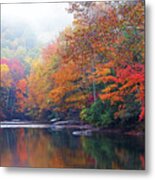Fall Color Williams River Mirror Image Metal Print